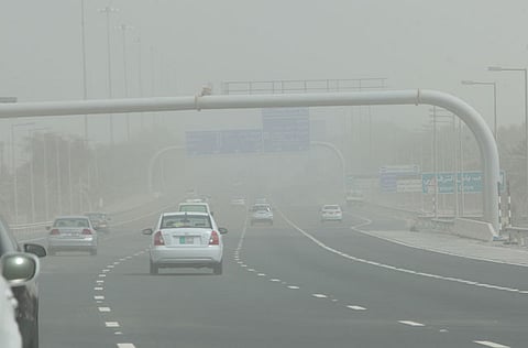 A dust-covered highway in Abu Dhabi. Picture for illustrative purposes