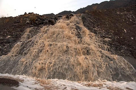 A flooded wadi in Fujairah after the rains. Weather disturbances are expected as the season transitions from autumn to winter.