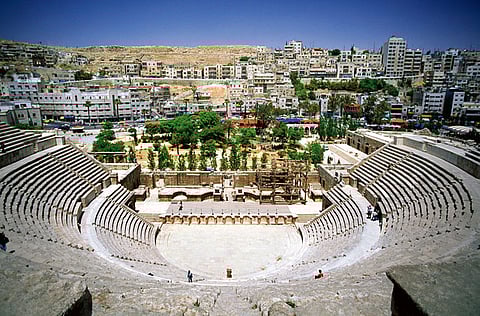 From the Citadel in the hills, you can see downtown Amman with its Roman amphitheatre.