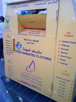 Donation box filled with trash
