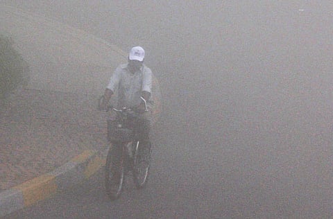Thick fog enveloped some parts of Abu Dhabi yesterday morning. 
