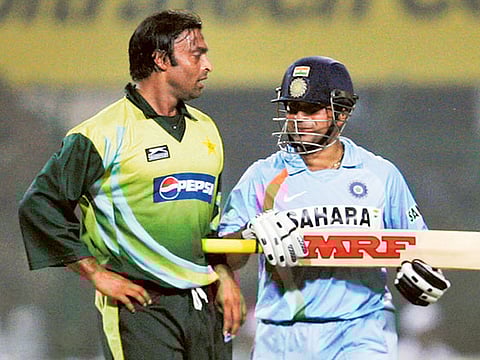 Shoaib Akhtar (left) had a healthy rivalry with India's Sachin Tendulkar, the master blaster from India.