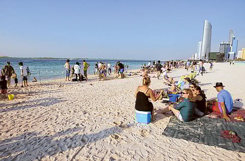 A general view of Abu Dhabi Beach on the Corniche. For illustrative purpose only.