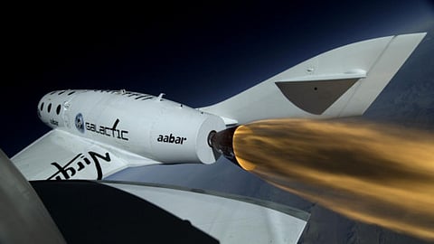 Virgin Galactic's SpaceShip Two flies over the Mojave Desert in California in this handout provided by Griffin Communications Group April 29, 2013. Photo for illustrative purposes only.