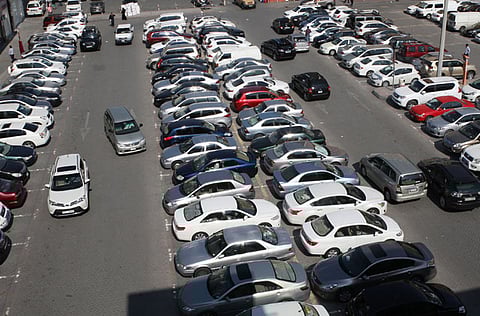 Cars parked in Dubai