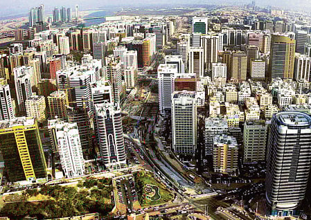 An Ariel view of Abu Dhabi skyline. The UAE banking sector is fully prepared to support the UAE economy form the potential adverse impact of coronavirus (COVID-19), said Abdul Aziz Al Ghurair, Chairman of UAE Banks Federation on Sunday.