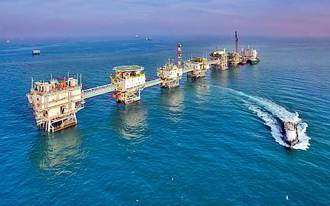File picture of Khafji offshore oil field is part of the neutral zone between Kuwait and Saudi Arabia. Operations have once again resumed there, as well as at Wafra.