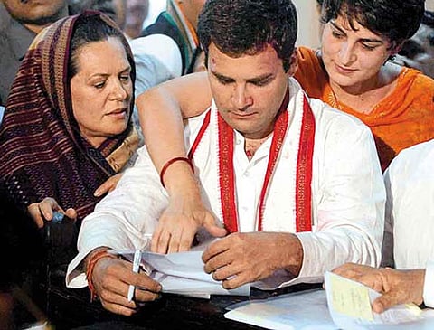 File picture: Sonia Gandhi, Priyanka Gandhi and Rahul Gandhi
