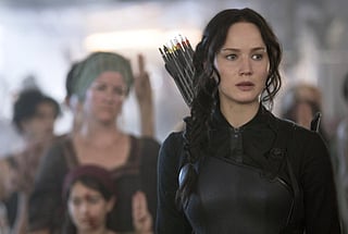 Jennifer Lawrence portrays Katniss Everdeen in a scene from "The Hunger Games: Mockingjay Part 1.'