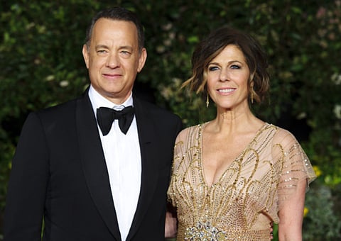 U.S actors Tom Hanks and Rita Wilson arrive for the British Academy Film Awards 2014 After Party at the Grosvenor Hotel, in central London. 
