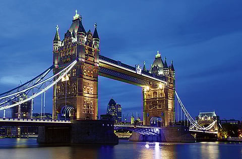 The London Bridge.  UK will unveil tens of billions of pounds of infrastructure spending next week as part of a five-year, 600-billion pound ($800 billion) plan announced in the budget in March.