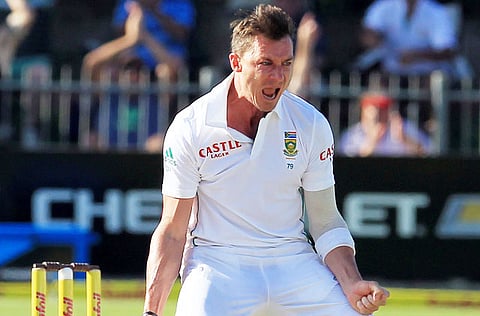 South Africa's Dale Steyn lets out a victory after dismissing Australia's Michael Clarke in a 2014 Test series.