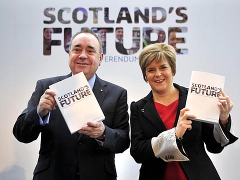Alex Salmond and Nicola Sturgeon pose for picture in this file picture