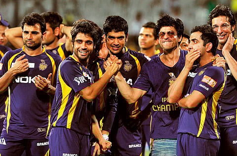 A file picture of Kolkata Knight Riders team, alongwith their co-owner Shah Rukh Khan.