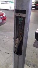 Open wires on lamppost pose threat to community