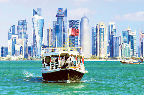 New skyline of the West Bay central financial district of Doha.