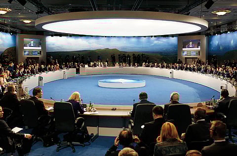 Leaders participate in the Nato Summit Leaders’ Meeting: Future NATO at the Celtic Manor Resort in Newport, Wales, September 5, 2014.      