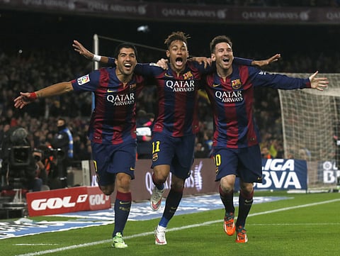 The famous Barcelona strikeforce: Lionel Messi, Luis Suarez and Neymar. Next season, all three could be playing at different clubs