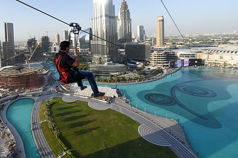 Dubai’s latest challenge: Zip-lining across Dubai Fountains