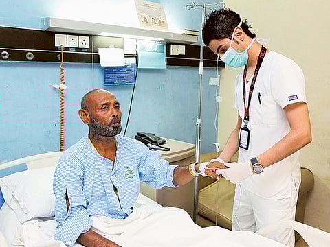 A nurse checks a patient at a hospital in Riyadh, Saudi Arabia. In Saudi Arabia as part of the Kingdom’s 2020 budget, the government allocated 16.4 per cent of its spending on the sector.
