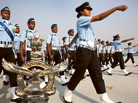 Indian Air Force women officers lead a marching contingent during the Indian Air Force Day parade at Hindon Air Force base near New Delhi. the top court emphasised that it is important for it to take a stand on these issues. The Bench said it would like the Defence forces to take a “more proactive approach towards gender equality” instead of the court directing them to do so.