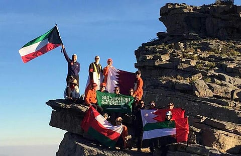 Gulf women raise flags after Jebel Shams climb