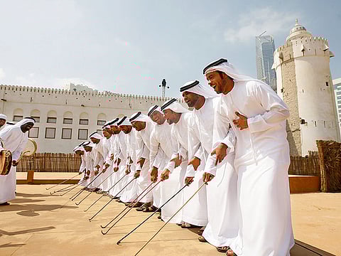 Traditional artists perform at Al Hosn Festival in Abu Dhabi. 