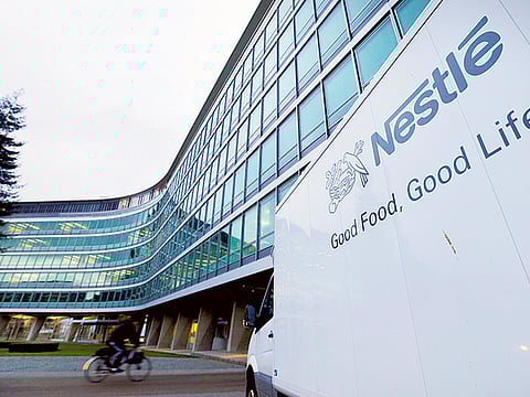 A Nestle van at the company headquarters in Vevey. 