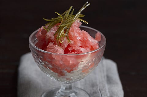 Blood orange granita by Jason Atherton
