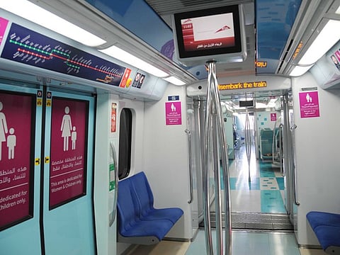 Marked in pink livery, the Dubai Metro allows women travellers to commute safely by accessing the 'Women and Children Only' compartments.
