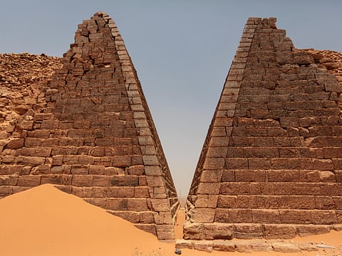 A view of the historic Meroe pyramids in Al Bagrawiya, north of Khartoum, Sudan.
