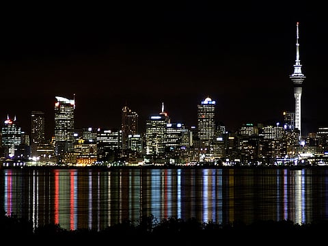 Auckland city skyline during night.