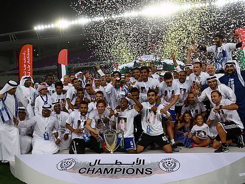 Al Nasr players celebrate with their trophy after winning the President's Cup a few years back.