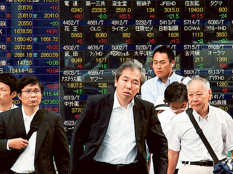 A share prices board in Tokyo on June 1, 2015. [Illustrative image]