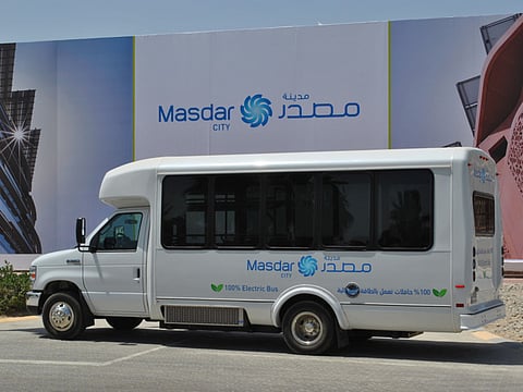 Masdar electric shuttle bus is green transport