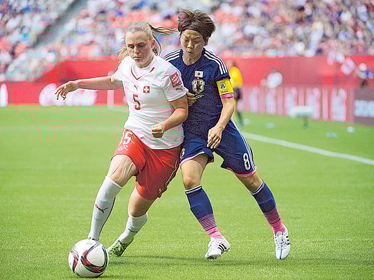 Japan player Aya Miyama (8) celebrates with teammates after scoring a goal  in the finals of the 2011 women's World Cup against USA at WWC Stadium.  64658717 Editorial Image, image size:1200x900