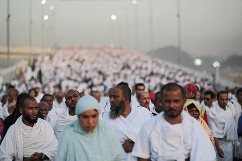 Hundreds of thousands of Muslim pilgrims make their way to cast stones at a pillar symbolizing the stoning of Satan, in a ritual called "Jamarat," the last rite of the annual haj, on the first day of Eid al-Adha, in Mina near the holy city of Mecca, Saudi Arabia, Thursday, Sept. 24, 2015.[Illustrative image]