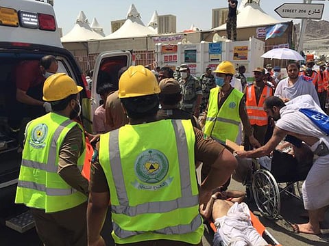 A file image shows Saudi Civil Defence personnel in action. Picture for illustrative purposes. 