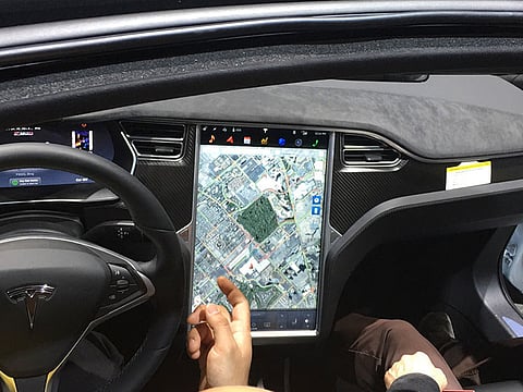 The dash of electric car Tesla Model S. Tesla has officially launched its Full Self-Driving (FSD) subscription package for $199 per month.