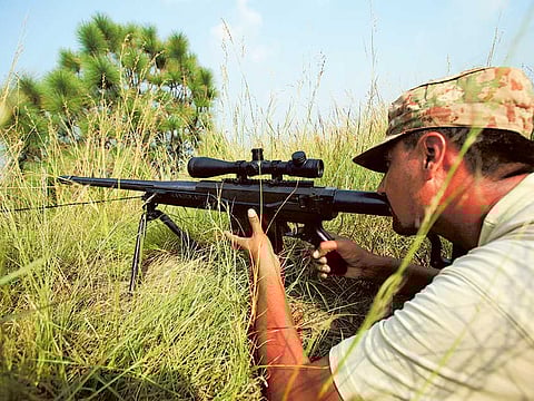 A file picture shows a Pakistan soldier at his post. In a statement Saturday, police said the militants had plans to carry out "subversive activities" in the district of Dera Ghazi Khan.