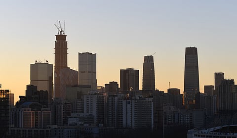 The city skyline in Beijing on a clear day. 