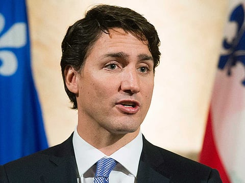 Canadian Prime Minister Justin Trudeau speaks during a news conference in Montreal, following his meeting with Montreal mayor Denis Coderre. 
