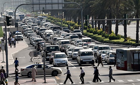 A traffic pile-up near Hyatt Regency in Deira. For illustrative purposes only.