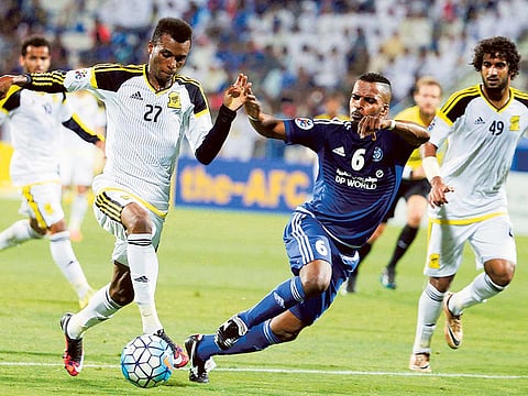 A file picture of Asian Champions League action between the UAE's Al Nasr Club and Al Ittihad of Saudi Arabia.