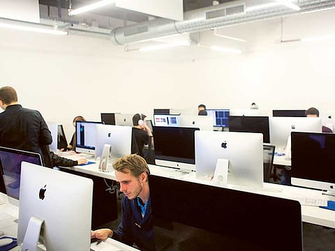 Students at the Ecole 42 digital school in Paris. Niel’s school has 15 staff members, but they are not teachers. They administer the programme, which should last three years and consists of a set menu of modules.