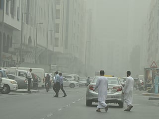 Strong winds and hazy weather in Abu Dhabi.