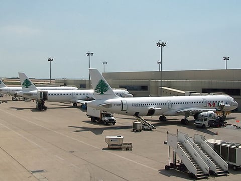 A view of the east side of the west wing at Beirut's Rafic Hariri International Airport (BEY/OLBA). Three Airbus A321-200s from the Lebanese national carrier, Middle East Airlines (MEA), can be seen. Gulf News archives