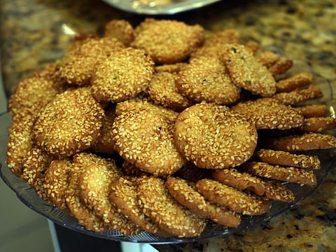 Various sweets at a Lebanese bakery. 