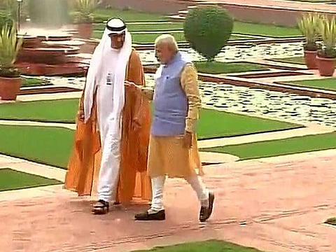 Modi and Mohammad Bin Zayed Al Nahyan  