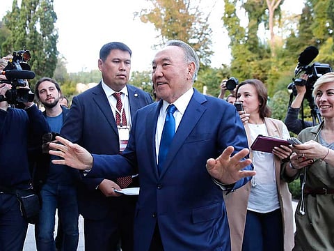 File: Kazakhstan's President Nursultan Nazarbayev, 78, said he has made the “difficult” decision to terminate his authority as president, effective Wednesday.
